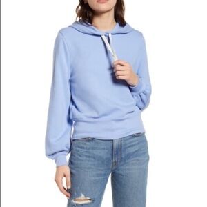 Madewell Bubble Sleeve Hoodie Crop Sweatshirt | Size Small